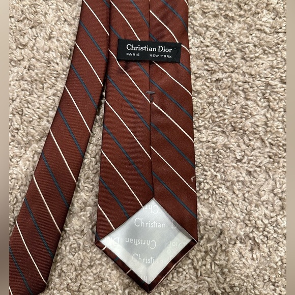 Christian Dior vintage Monsieur Neck Tie brown Striped - Picture 4 of 5